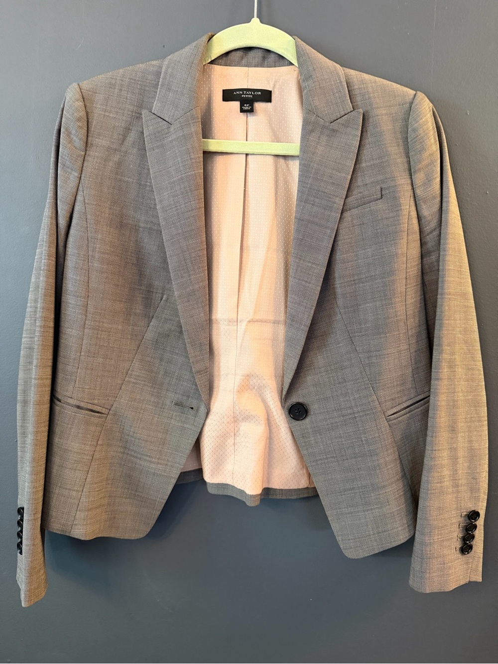 Ann Taylor Light Gray Women's Single-Button Blazer
